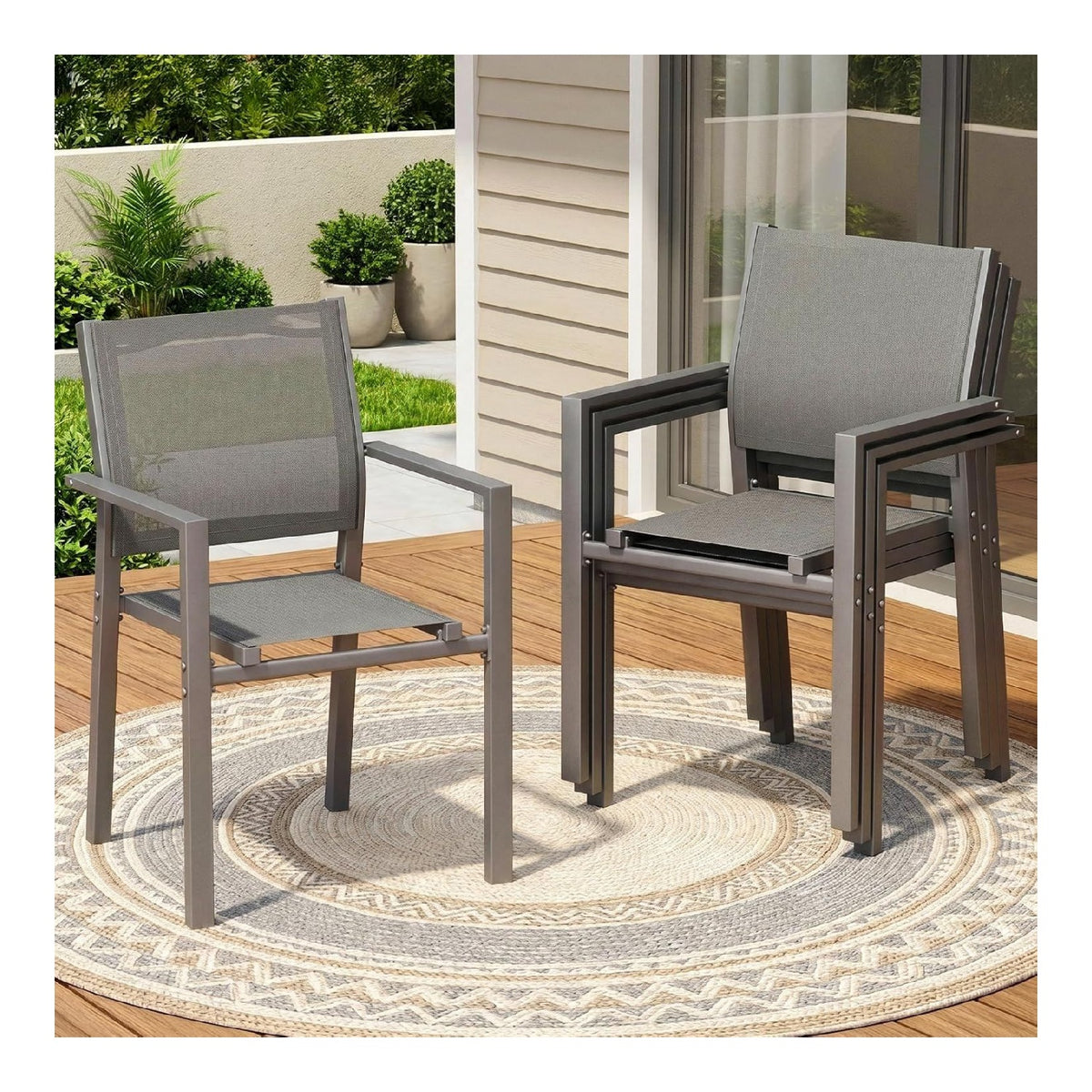 Tessuto textilene traspirante facile per giardino, Sedie per tavolo da giardino 120 kg 44,9 cm
