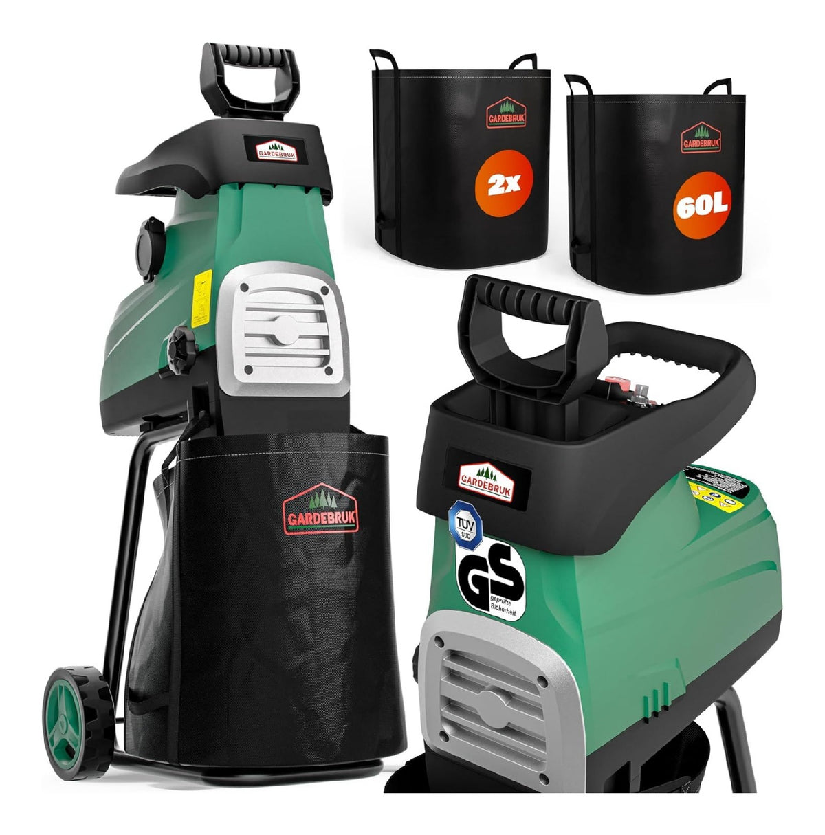 ELEVATE potente trituratore giardino per giardino, Trituratori e cippatrici 44 mm 60L