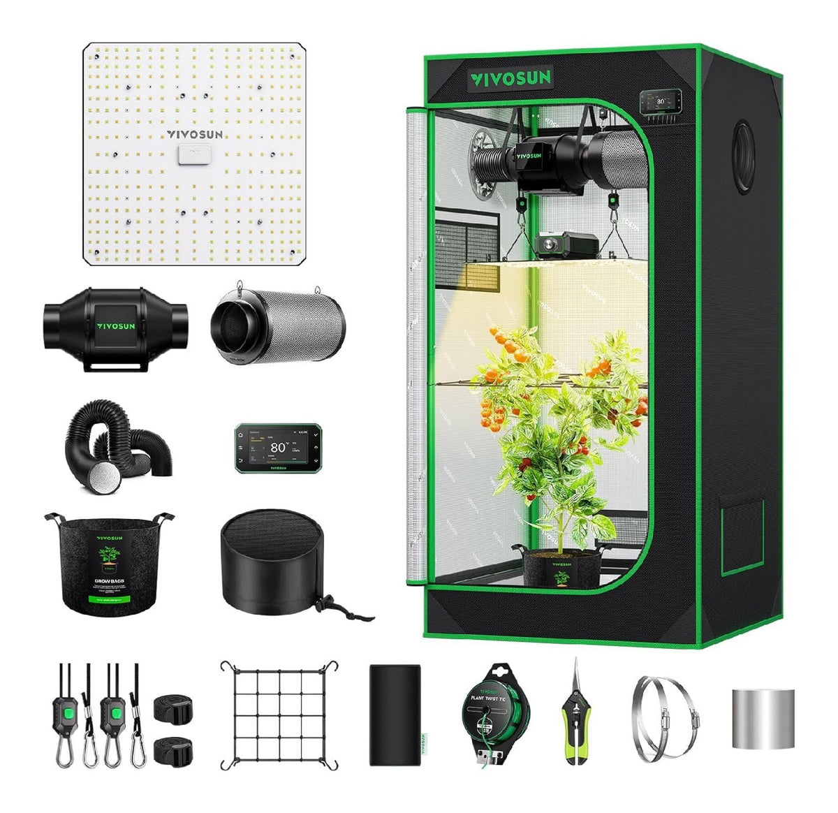 Tende idroponiche per uso esterno Set completo Growbox sistema 120 cm 100 W