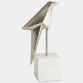 Uccello origami appoggiato, Colore Nichel
