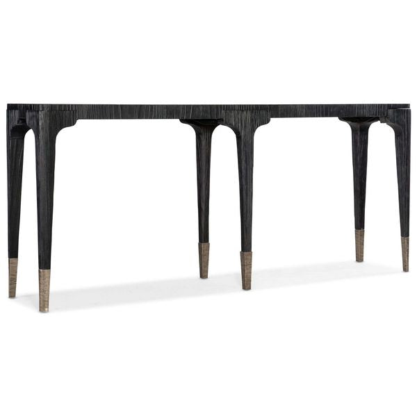 Tavolo consolle Chapman finitura Shou Sugi Ban nero carbonizzato